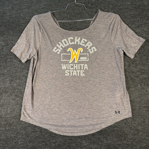 Wichita State Shockers Shirt Under Armour Women Large Tank Graphic Print Gray - Picture 1 of 4